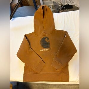 Carhartt Kids Brown Hooded Pullover with Logo